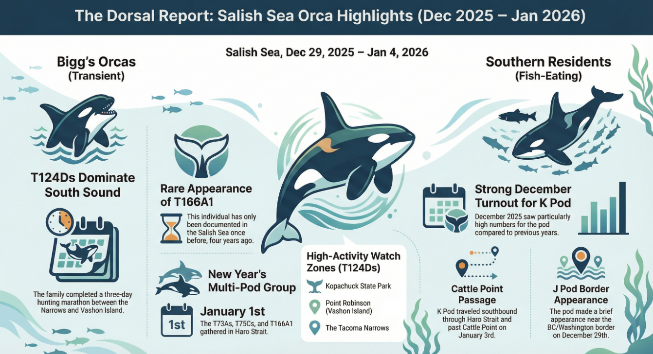 The Dorsal Report: Salish Sea Sighting Highlights Dec 29 - Jan 4, 2026